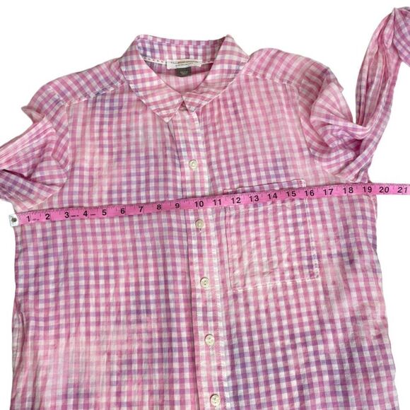 Anthropologie Pilcro Letterpress Cate Gingham Purple Tie Dye Button Down Shirt - Picture 4 of 8